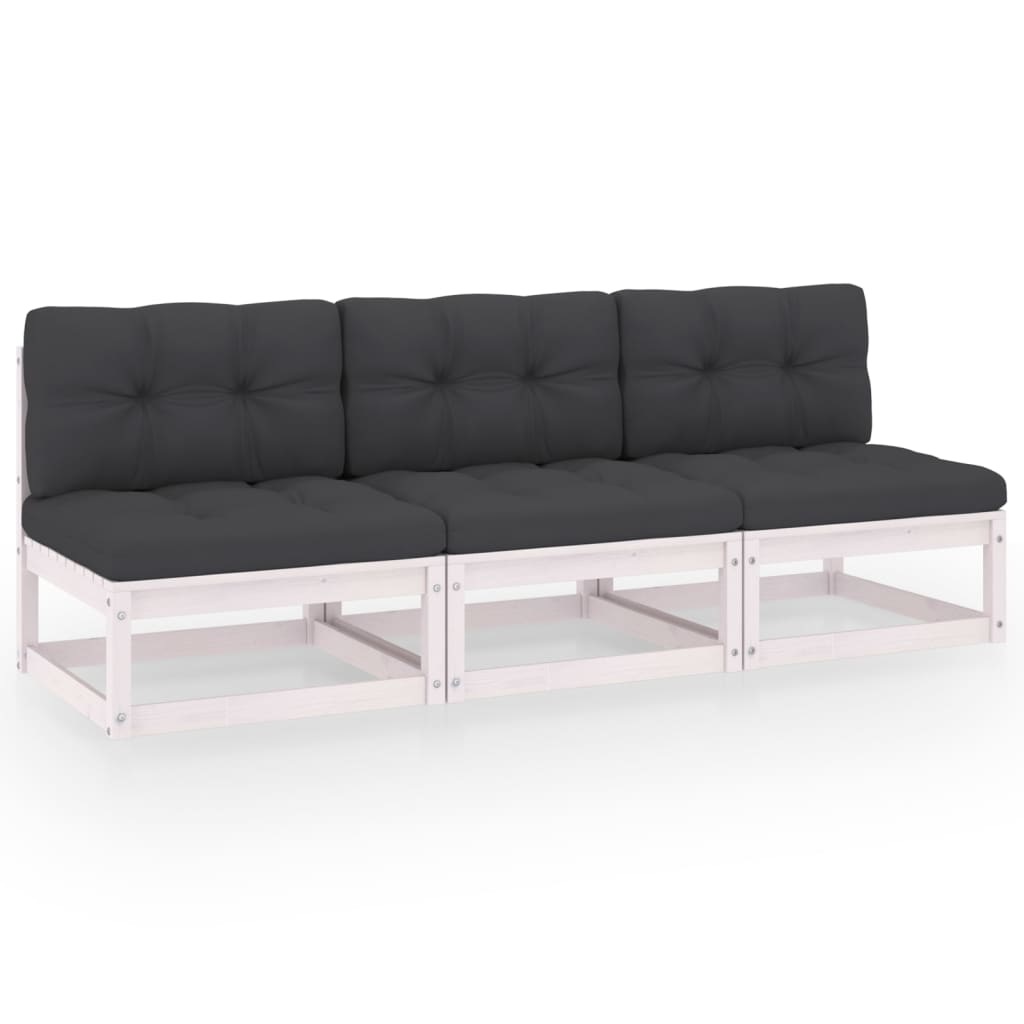 Sofa med puter 3-seters heltre furu