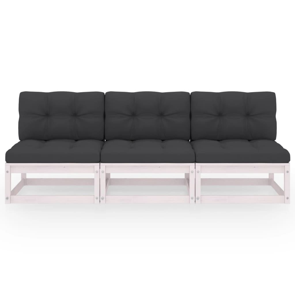 Sofa med puter 3-seters heltre furu