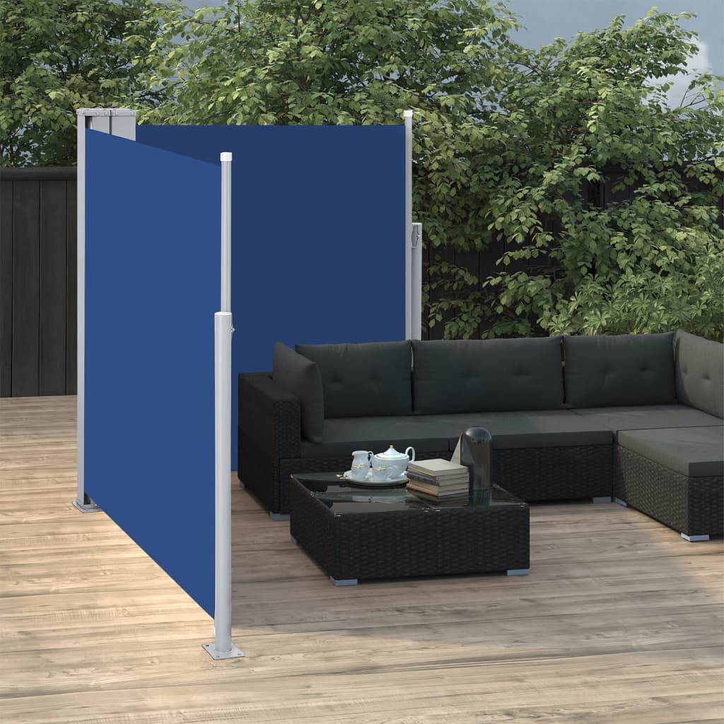 Uttrekkbar sidemarkise 140x600 cm blå
