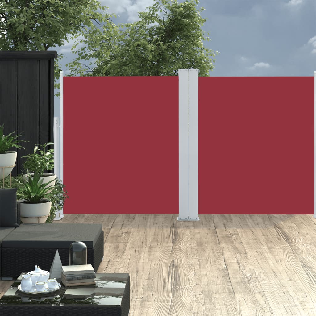 Uttrekkbar sidemarkise 140x600 cm rød