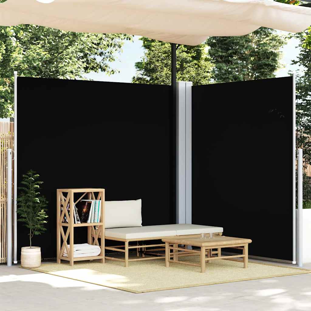 Uttrekkbar sidemarkise 200x600 cm svart