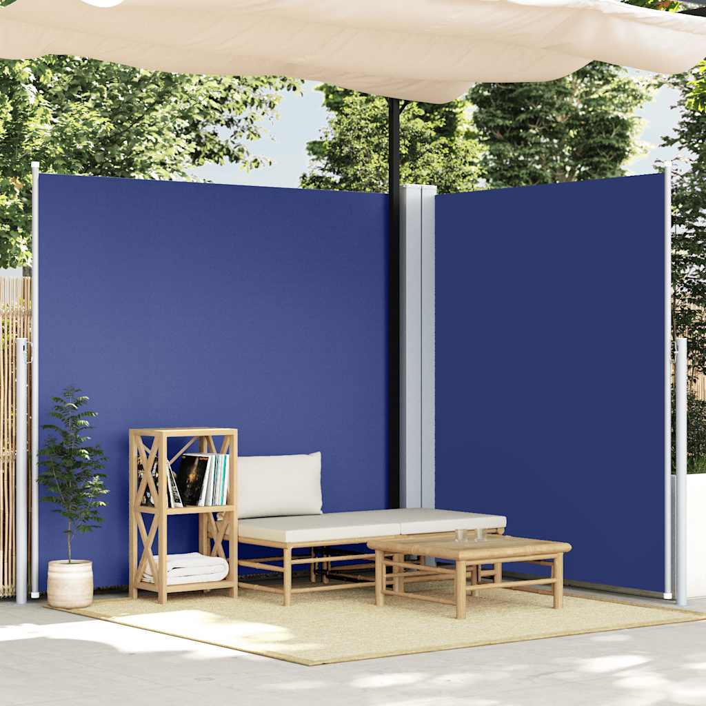 Uttrekkbar sidemarkise 200x600 cm blå