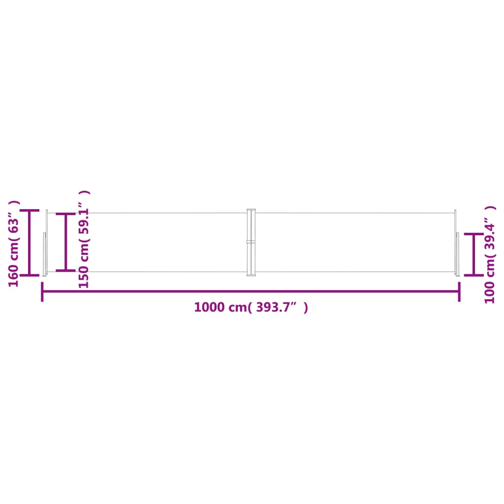 Uttrekkbar sidemarkise 160x1000 cm brun