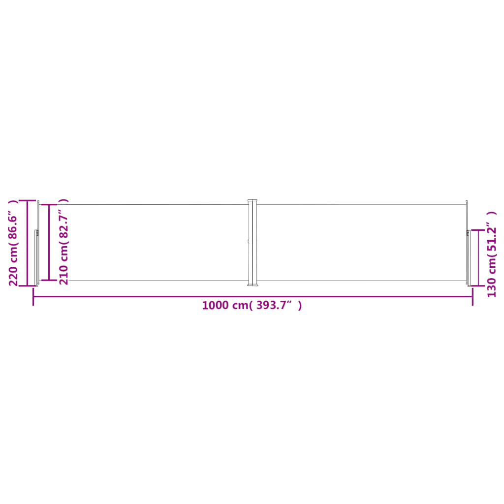 Uttrekkbar sidemarkise 220x1000 cm brun