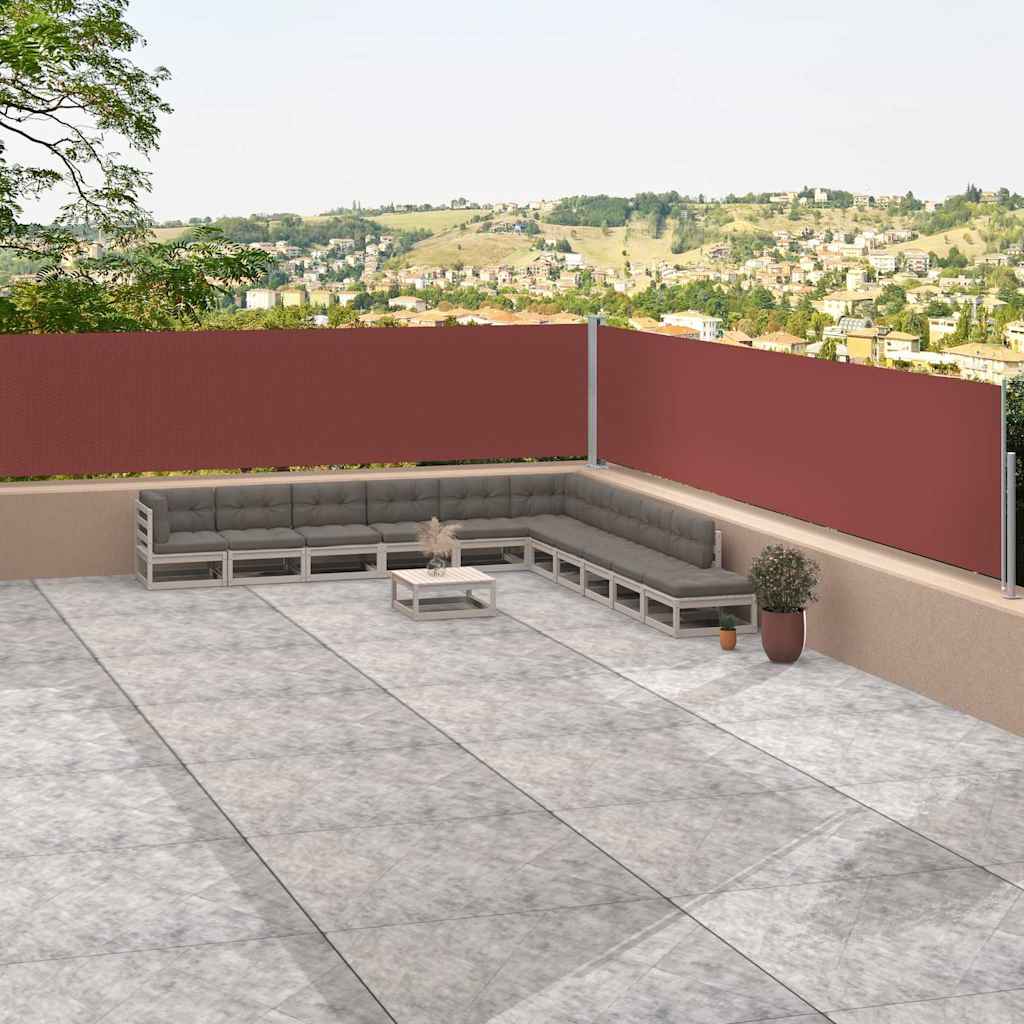 Uttrekkbar sidemarkise brun 117x1200 cm