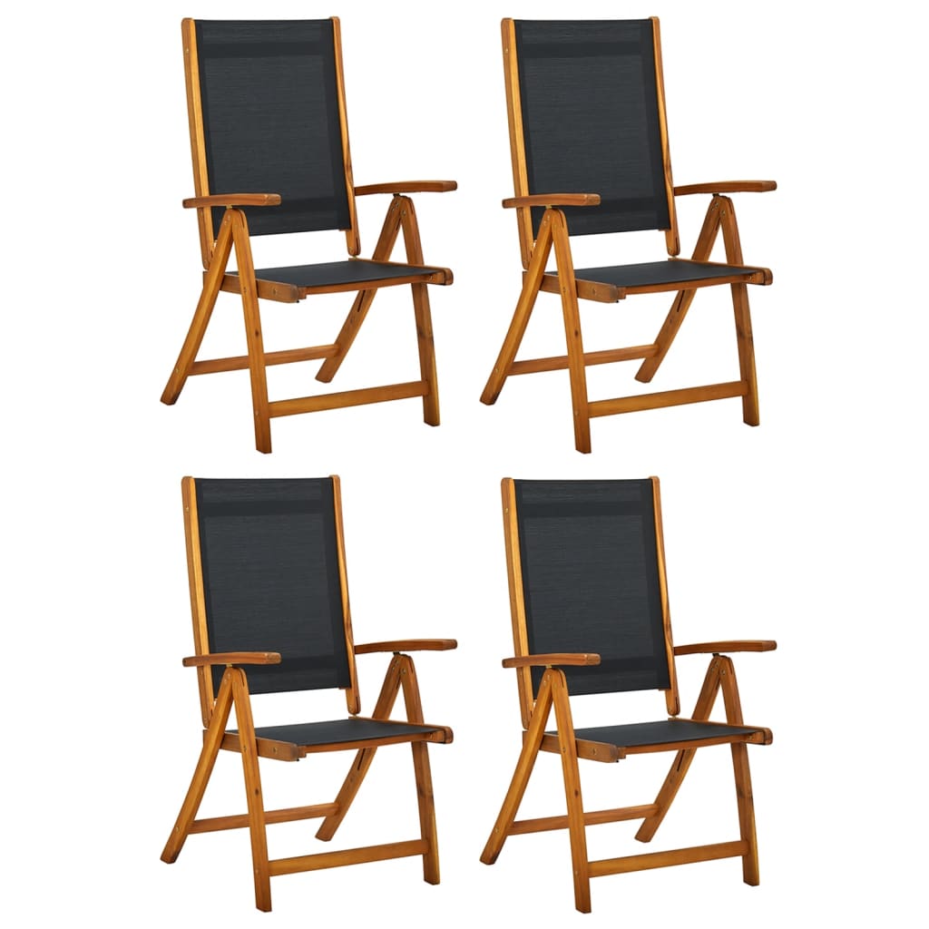Sammenleggbare stoler 4 stk heltre akasie og textilene