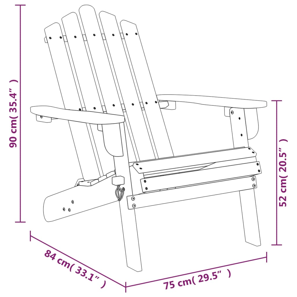 Adirondack-hagestoler 2 stk heltre akasie