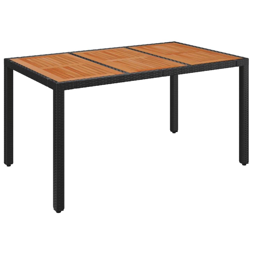 Hagebord med treplate svart 150x90x75 cm polyrotting