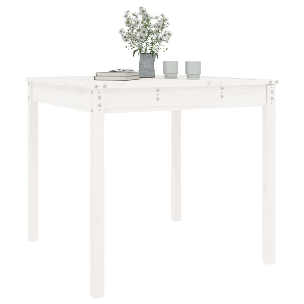 Hagebord hvit 82,5x82,5x76 cm heltre furu
