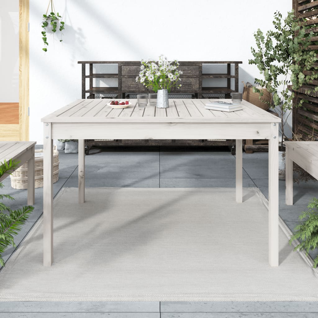 Hagebord hvit 121x82,5x76 cm heltre furu