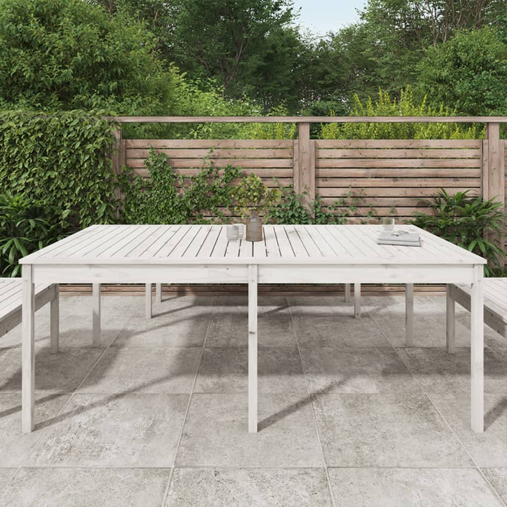 Hagebord hvit 203,5x100x76 cm heltre furu