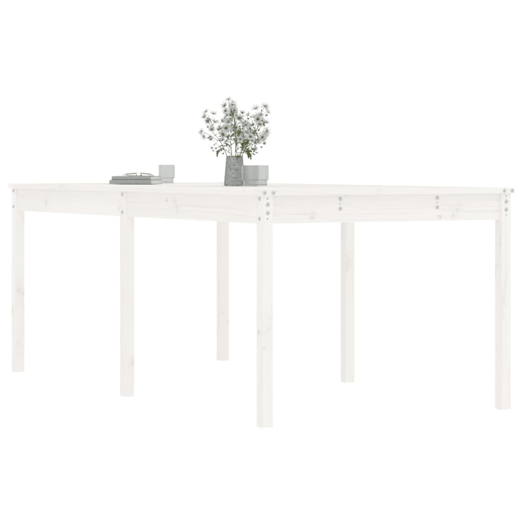 Hagebord hvit 203,5x100x76 cm heltre furu
