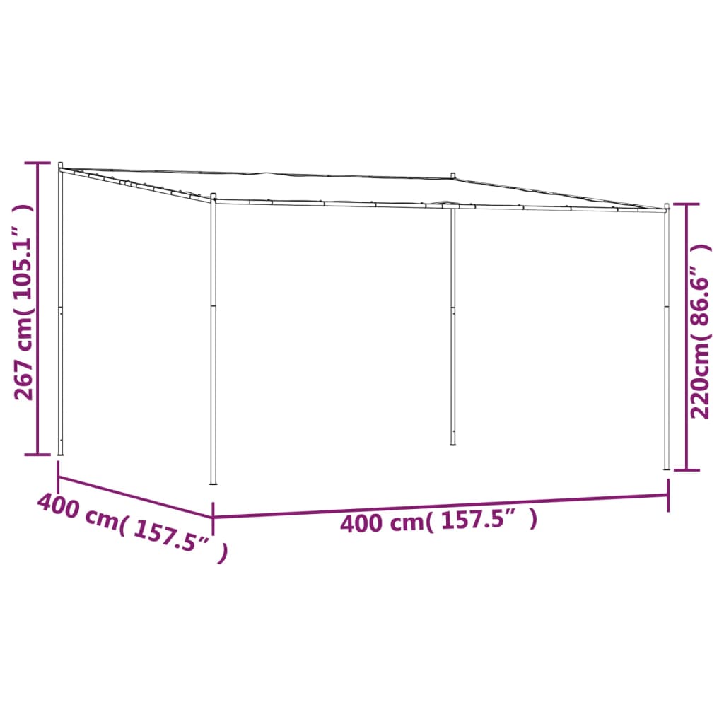 Festtelt beige 4x4 m 180 g/m² stoff og stål