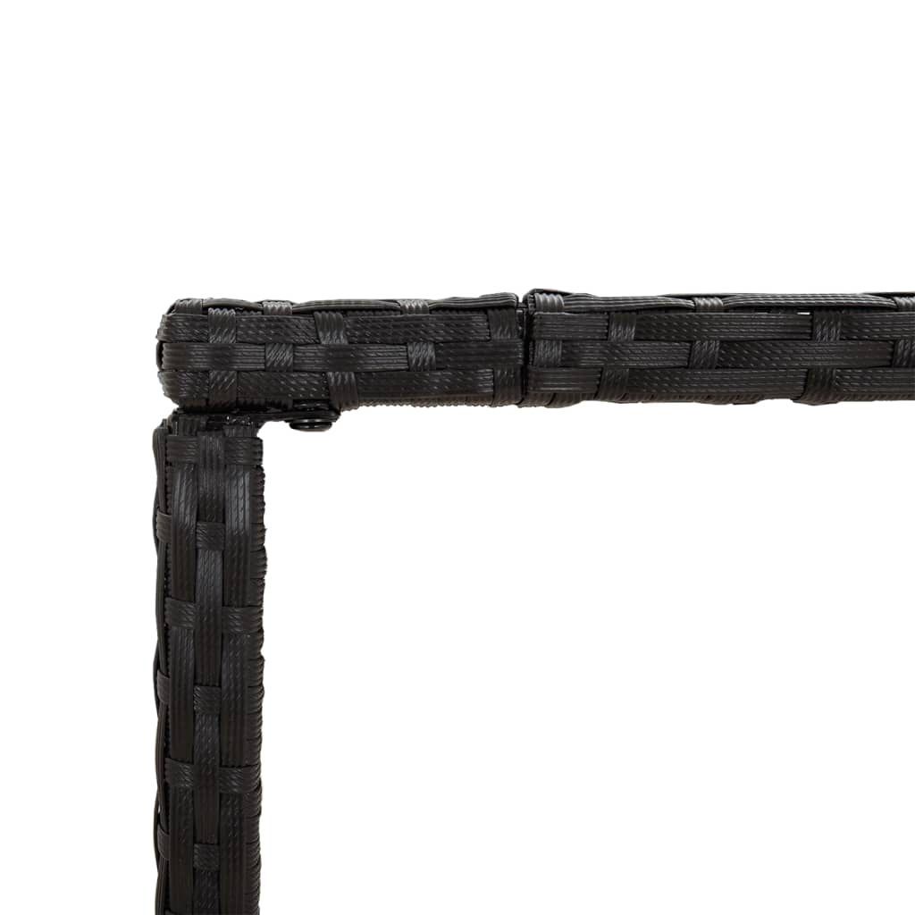 Barbord med glassplate svart 180x70x110 cm polyrotting