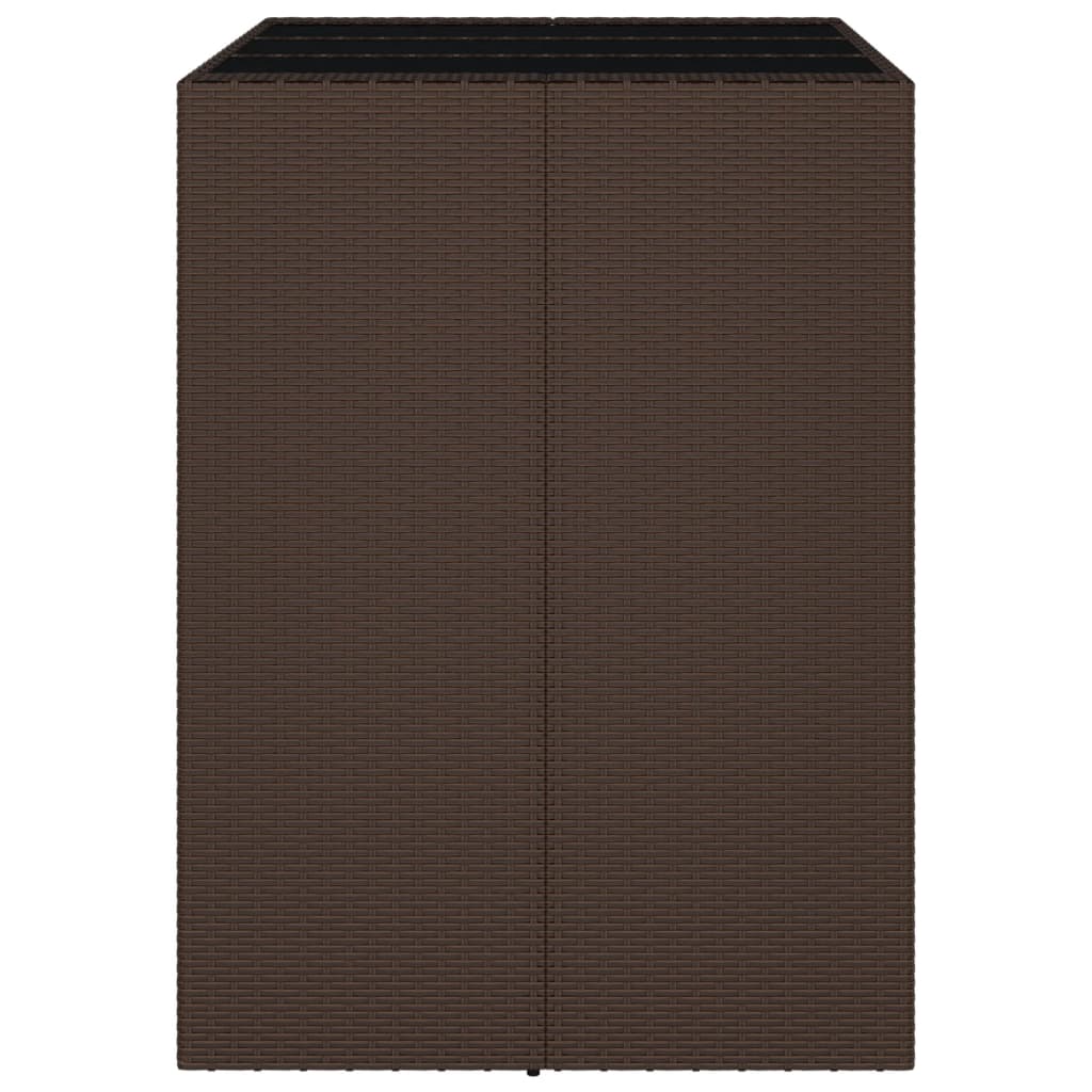 Barbord med glassplate brun 105x80x110 cm polyrotting