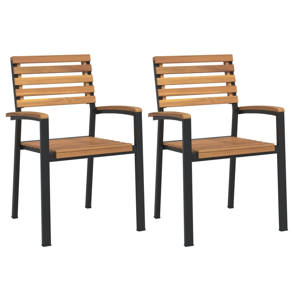 Stablebare hagestoler 2 stk heltre akasie og metall