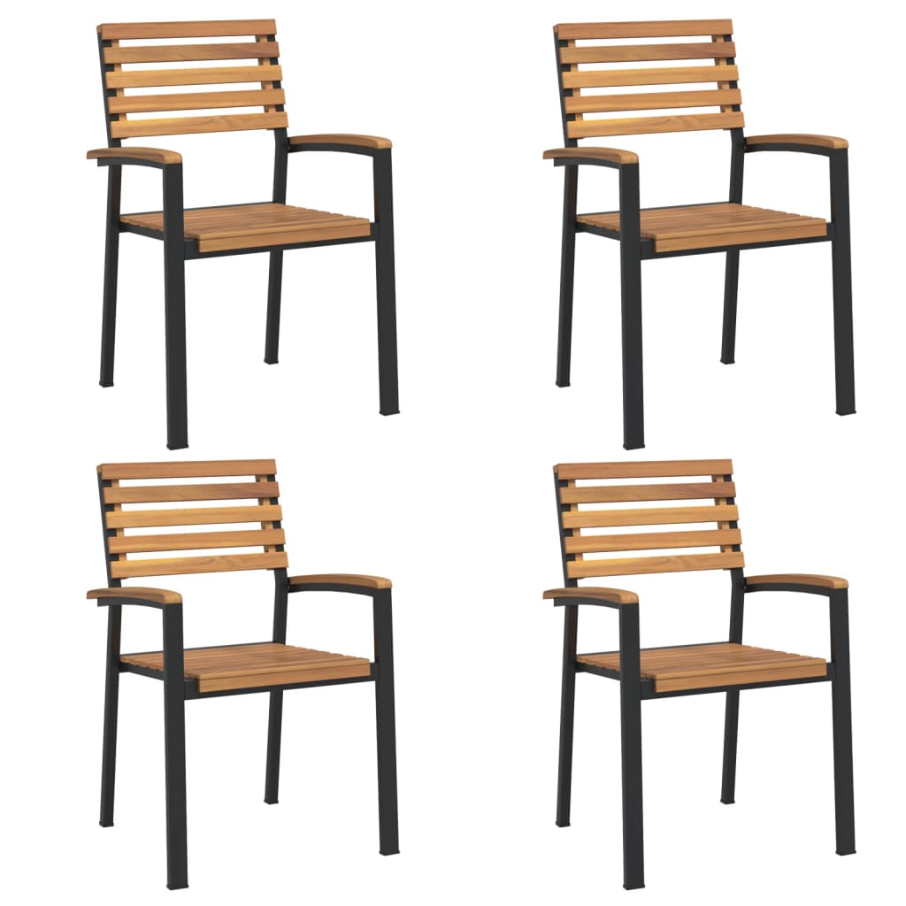 Stablebare hagestoler 4 stk heltre akasie og metall