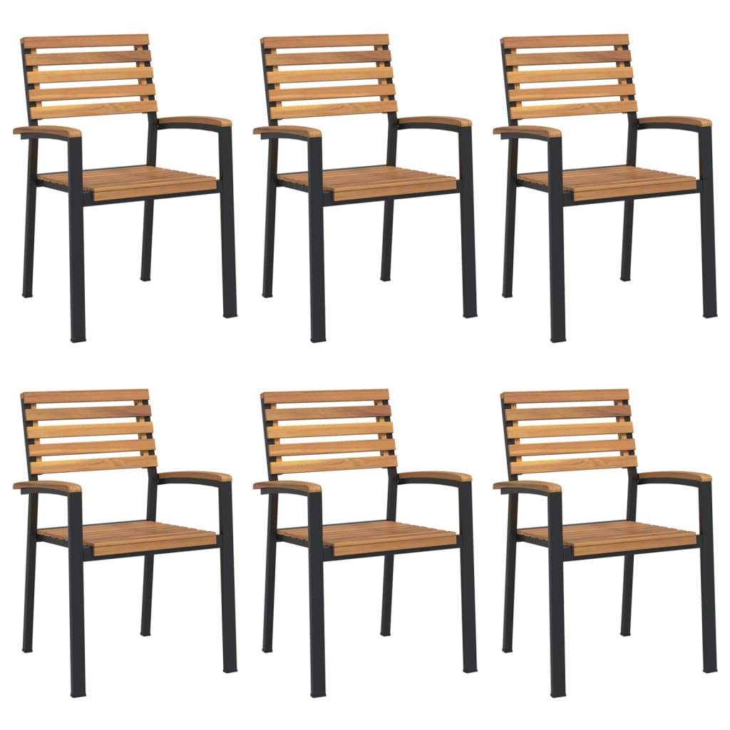 Stablebare hagestoler 6 stk heltre akasie og metall