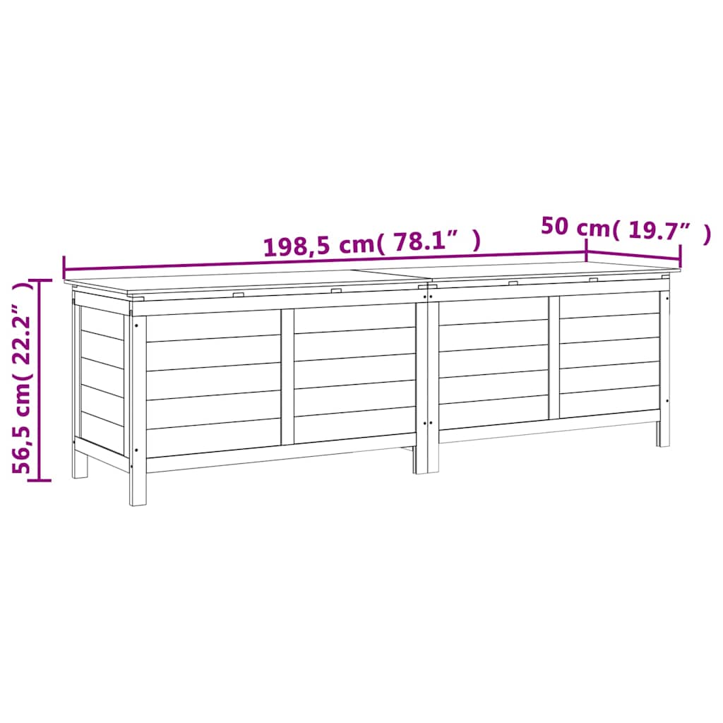Putekasse hvit 198,5x50x56,5 cm heltre gran