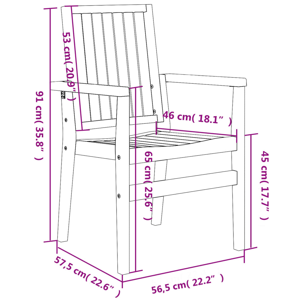 Stablebare hagestoler 6 stk 56,5x57,5x91 cm heltre teak
