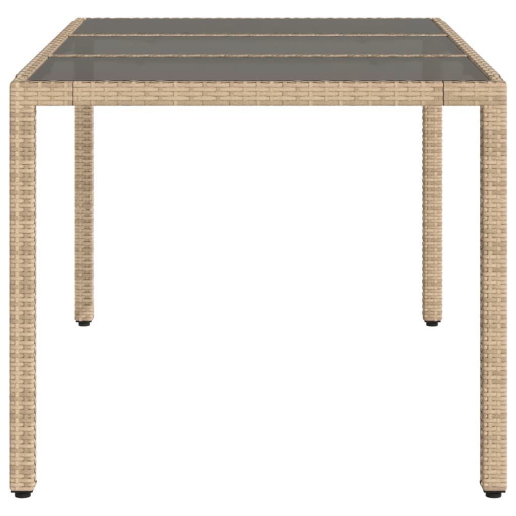 Hagebord med glassplate beige 150x90x75 cm polyrotting