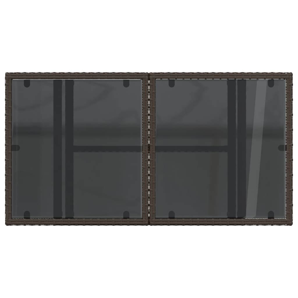 Hagebord med glassplate brun 100x55x73 cm polyrotting