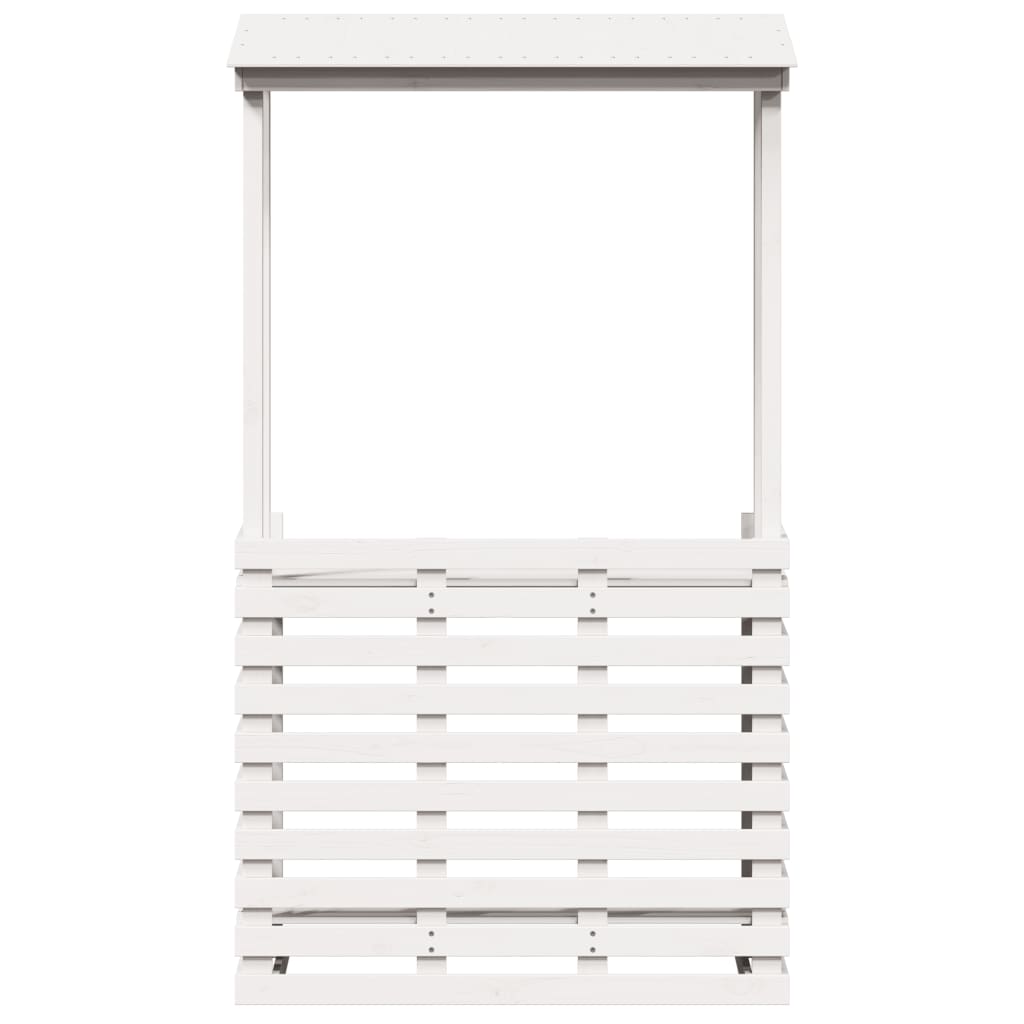 Utendørs barbord med tak hvit 112,5x57x195,5 cm heltre furu