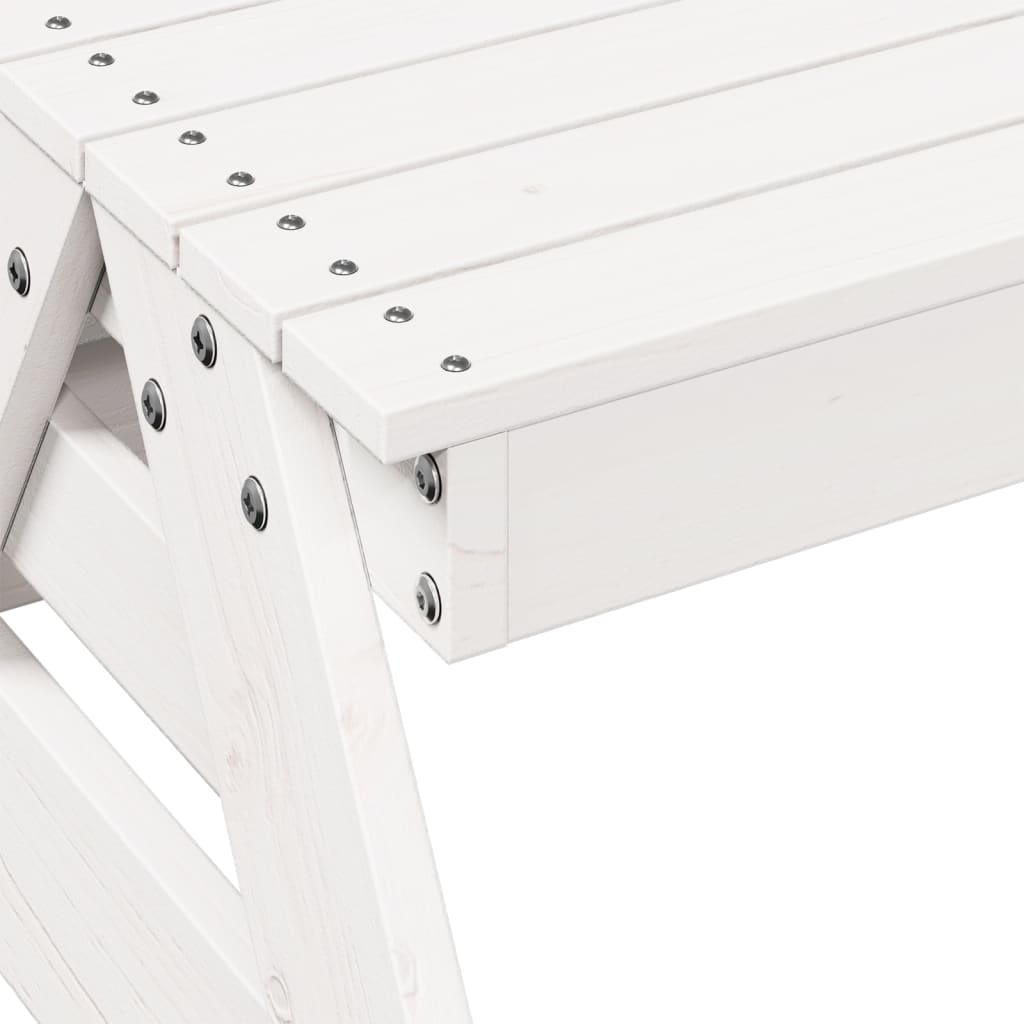 Piknikbord for barn hvit 88x97x52 cm heltre furu