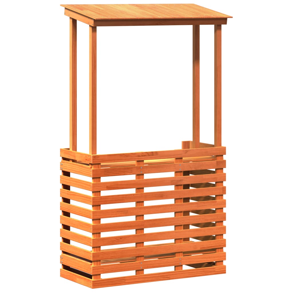 Utendørs barbord med tak voksbrun 112,5x57x195,5 cm heltre furu