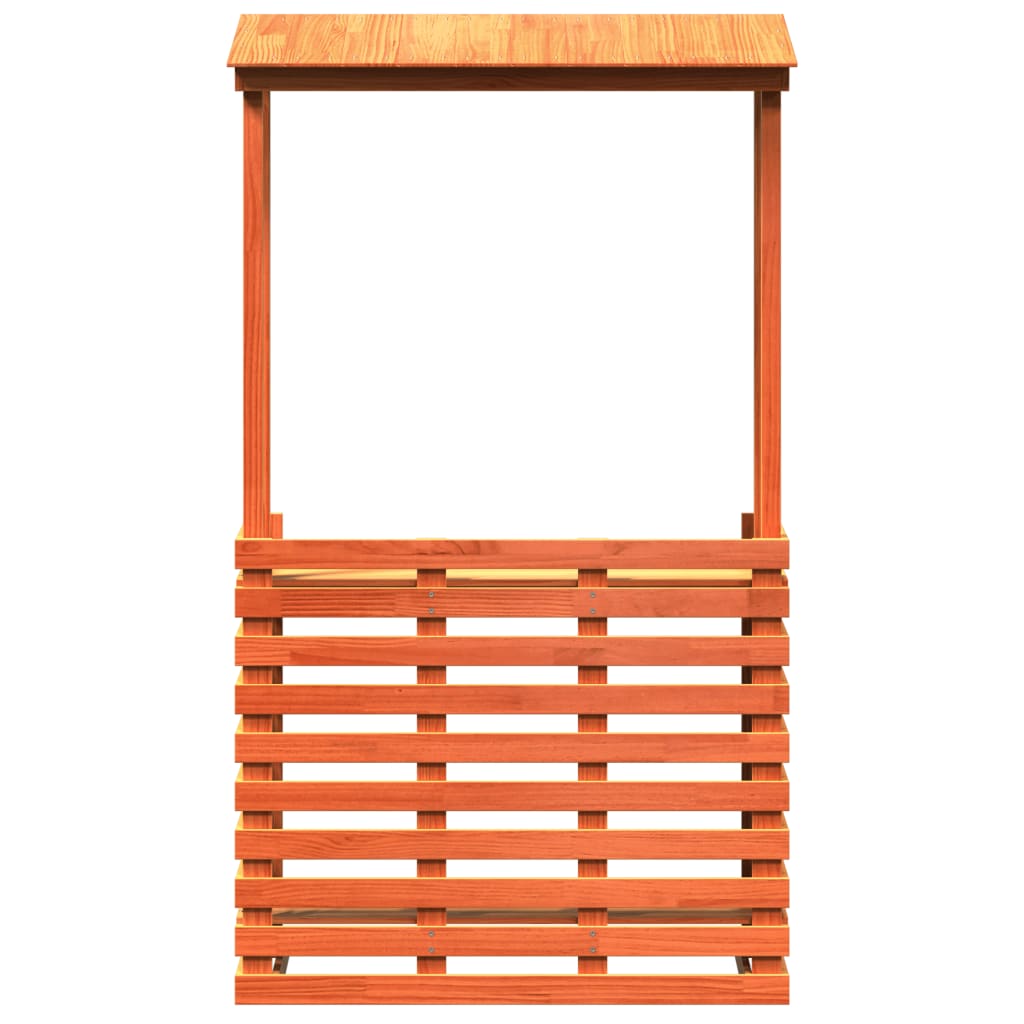 Utendørs barbord med tak voksbrun 112,5x57x195,5 cm heltre furu