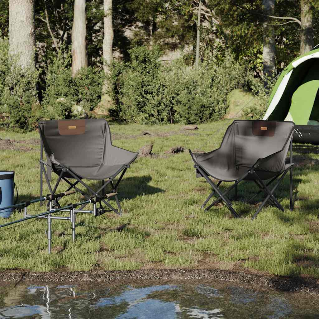 Campingstoler med lomme 2 stk sammenleggbar grå