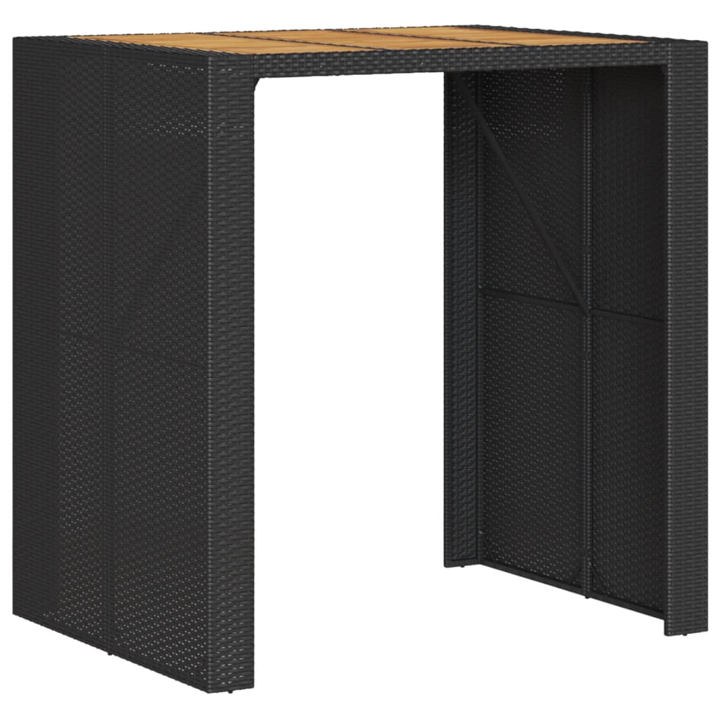 Barbord med topp i akasie svart 105x80x110 cm polyrotting