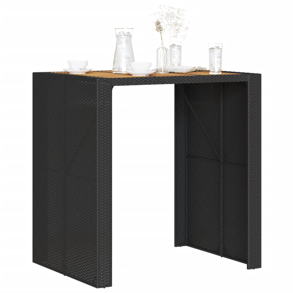 Barbord med topp i akasie svart 105x80x110 cm polyrotting