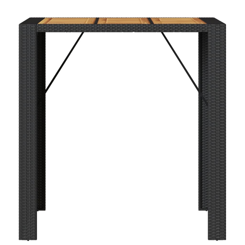 Barbord med topp i akasie svart 105x80x110 cm polyrotting