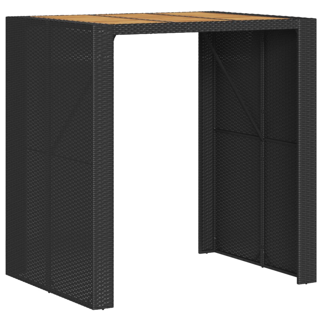 Barbord med topp i akasie svart 105x80x110 cm polyrotting