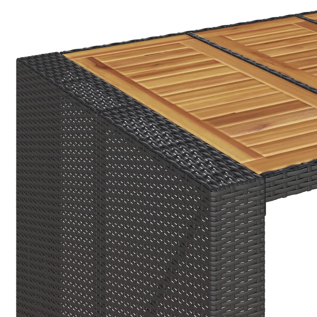 Barbord med topp i akasie svart 105x80x110 cm polyrotting