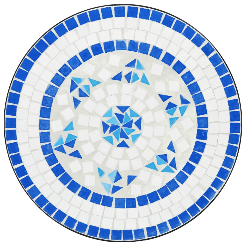Mosaikkbistrobord blå og hvit Ø50x70 cm keramikk