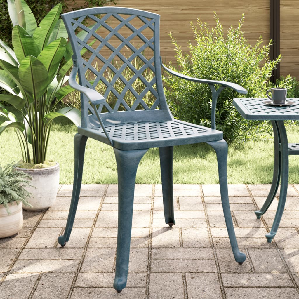 Hagestoler 2 stk grønn støpt aluminium