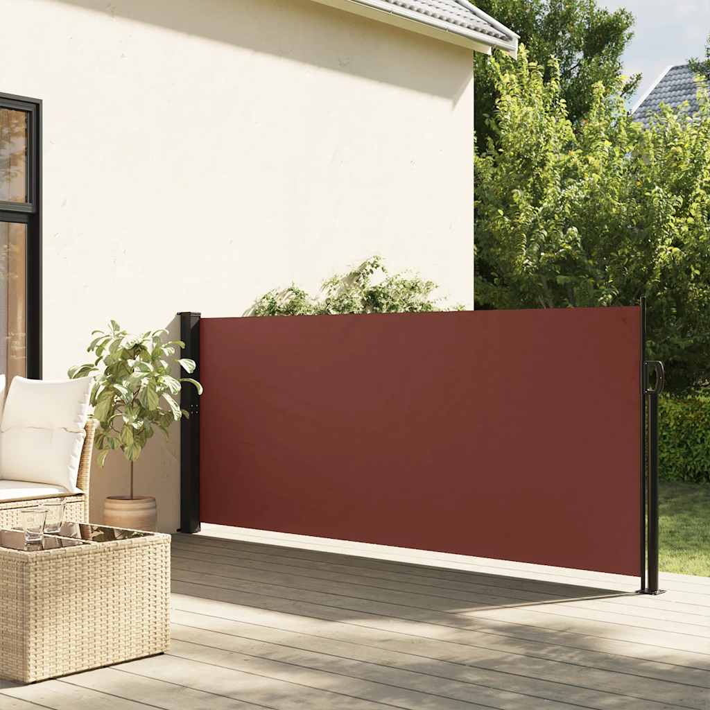 Uttrekkbar sidemarkise brun 140x500 cm