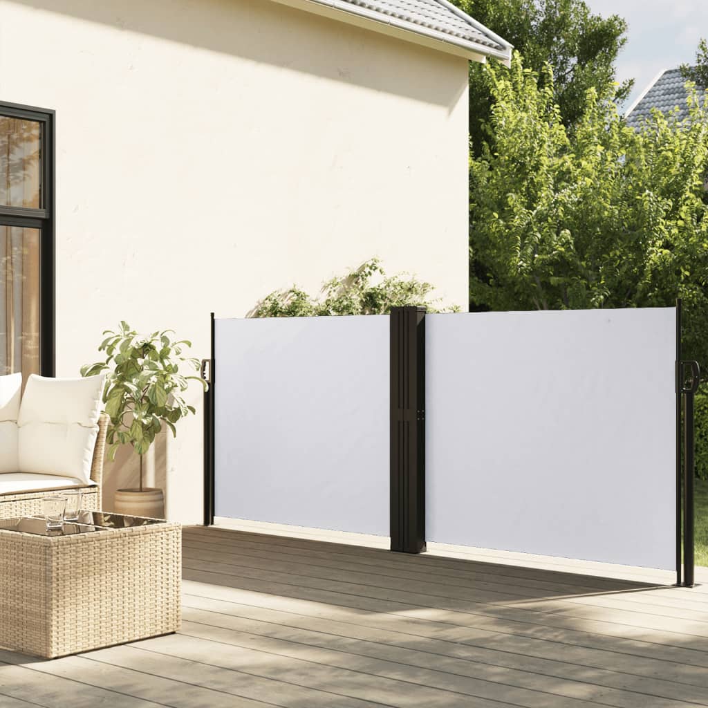 Uttrekkbar sidemarkise hvit 120x600 cm