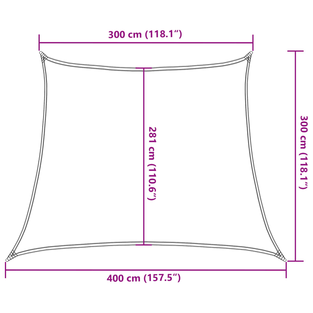 Solseil 160 g/m² trapesformet lysegrå 3/4x3 m HDPE