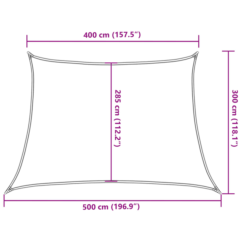 Solseil 160 g/m² trapesformet lysegrå 4/5x3 m HDPE
