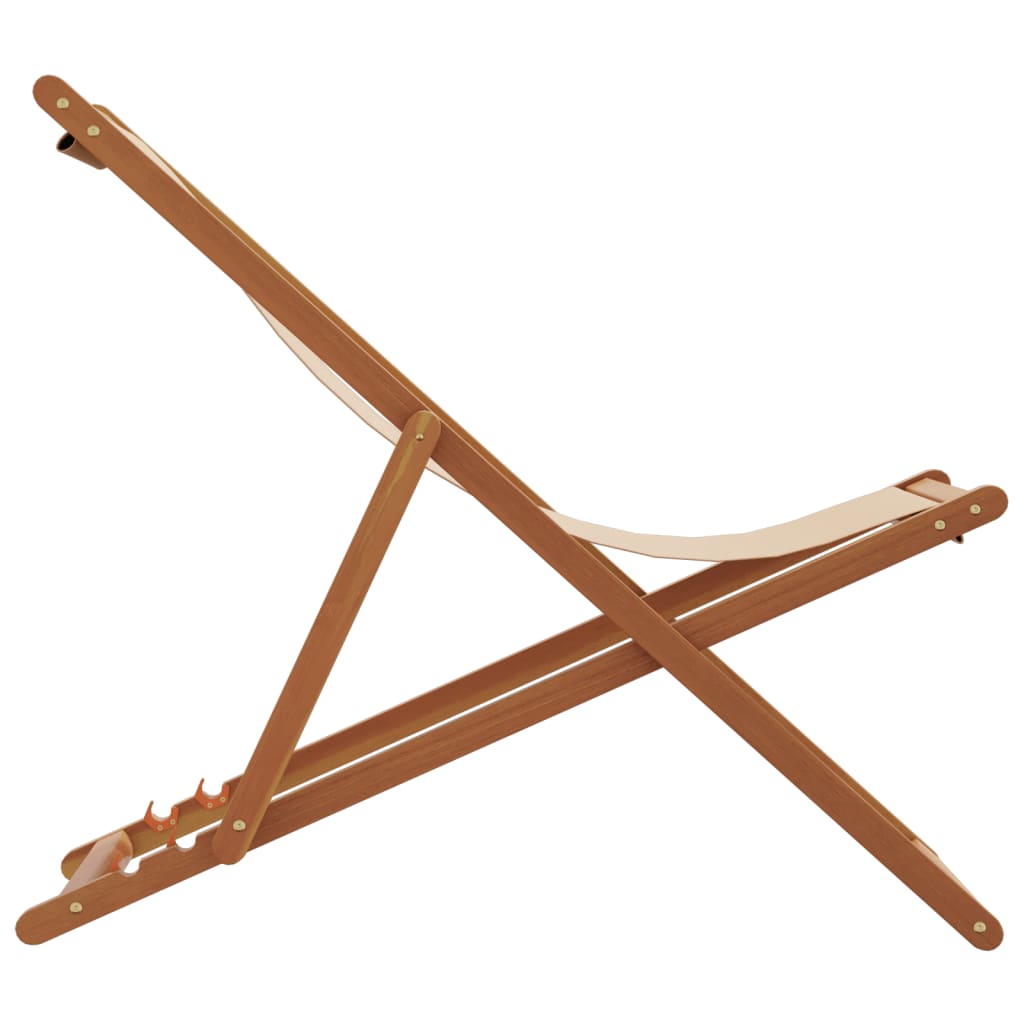 Sammenleggbare strandstoler 2 stk beige stoff og heltre