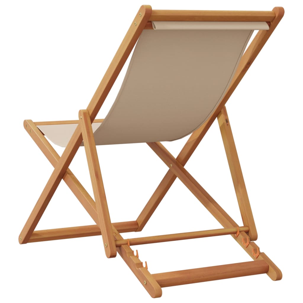 Sammenleggbare strandstoler 2 stk beige stoff og heltre