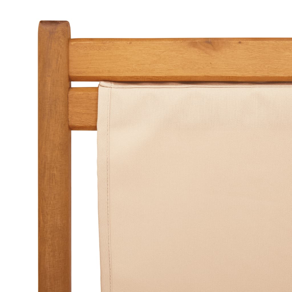 Sammenleggbare strandstoler 2 stk beige stoff og heltre