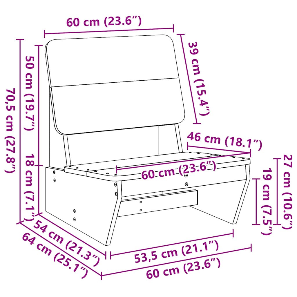 Hagestol voksbrun 60x64x70,5 cm heltre furu