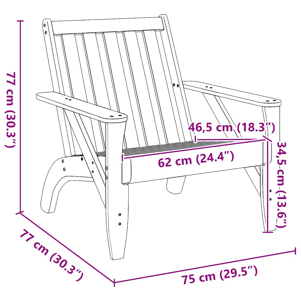 Adirondack hagestol 75x77x77 cm impregnert furu