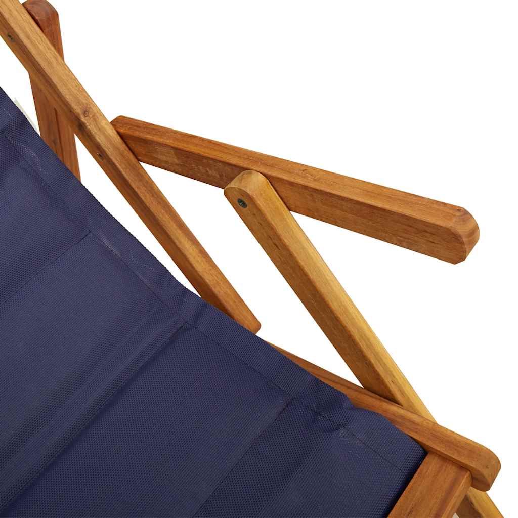 Sammenleggbar strandstol med armlener blå akasietre tekstil