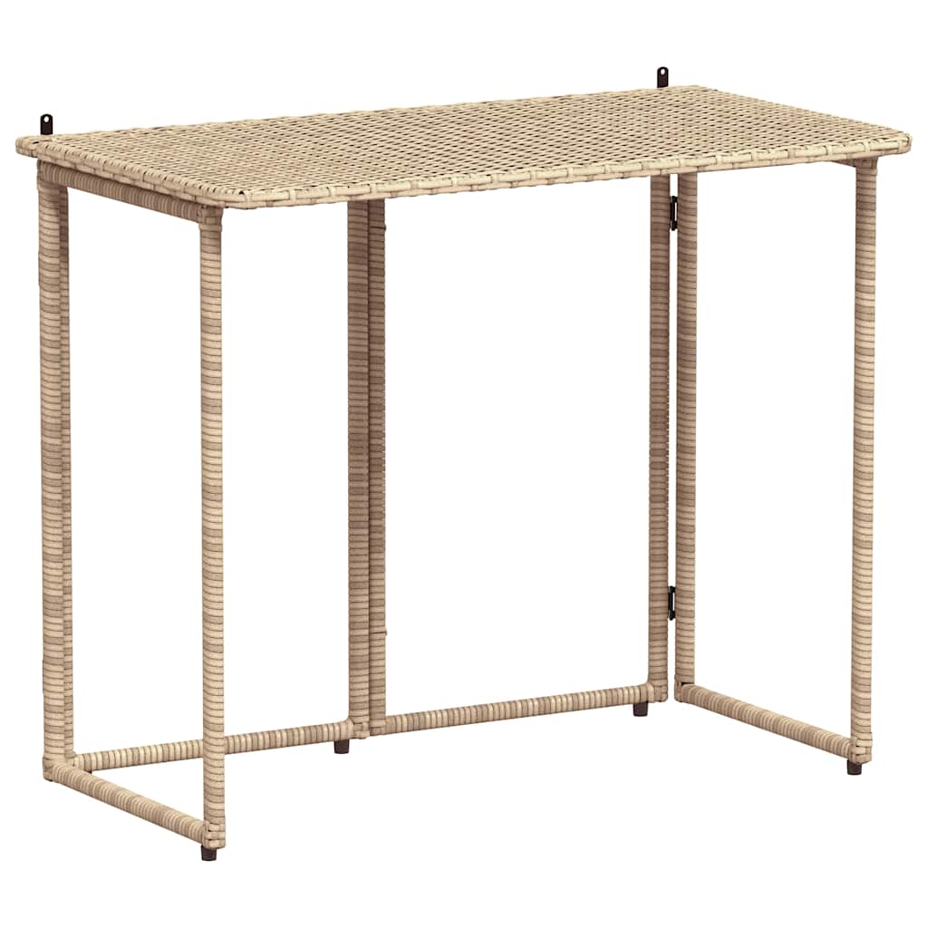 Sammenleggbart hagebord beige 90x51x75 cm polyrotting