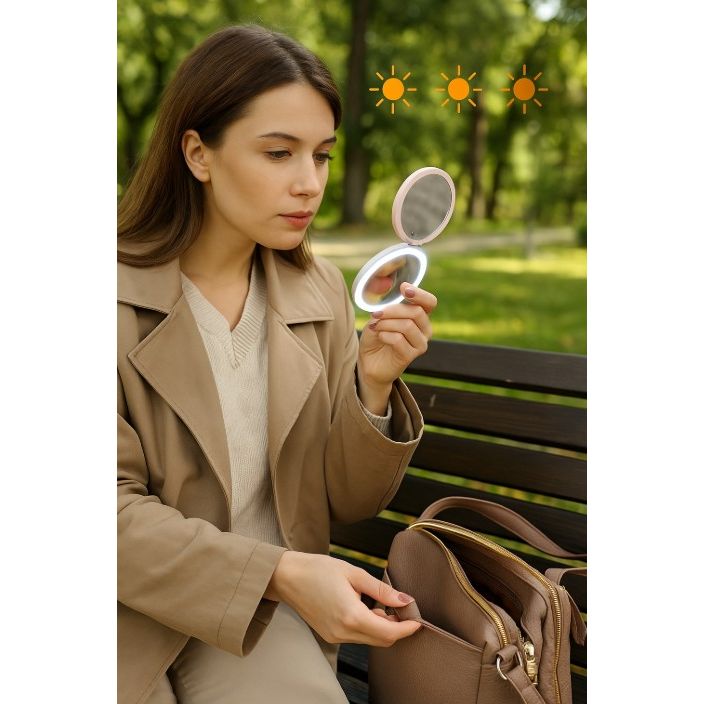 Sminkespeil med LED lys Pink Blush 2 for 1